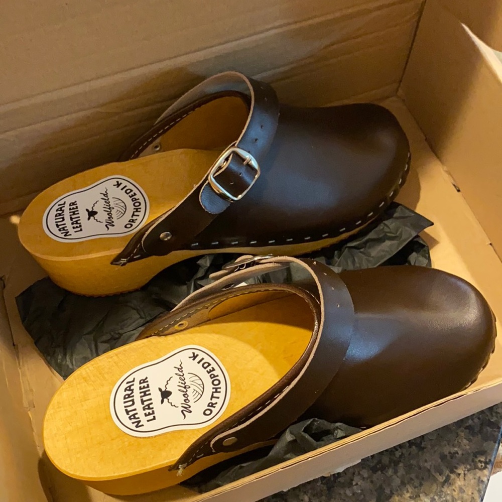 Brand New Brown Leather Clogs
